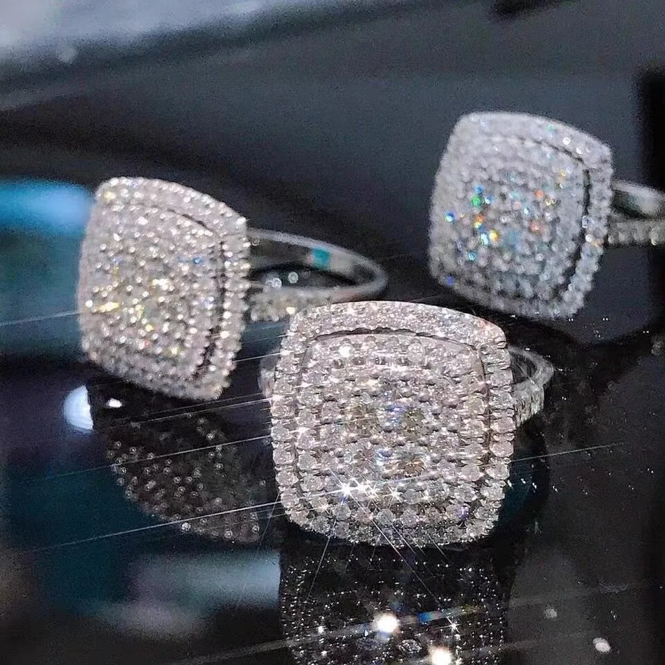 Aurelia Square Ring – Light Luxury Sterling Silver Moissanite Elegance