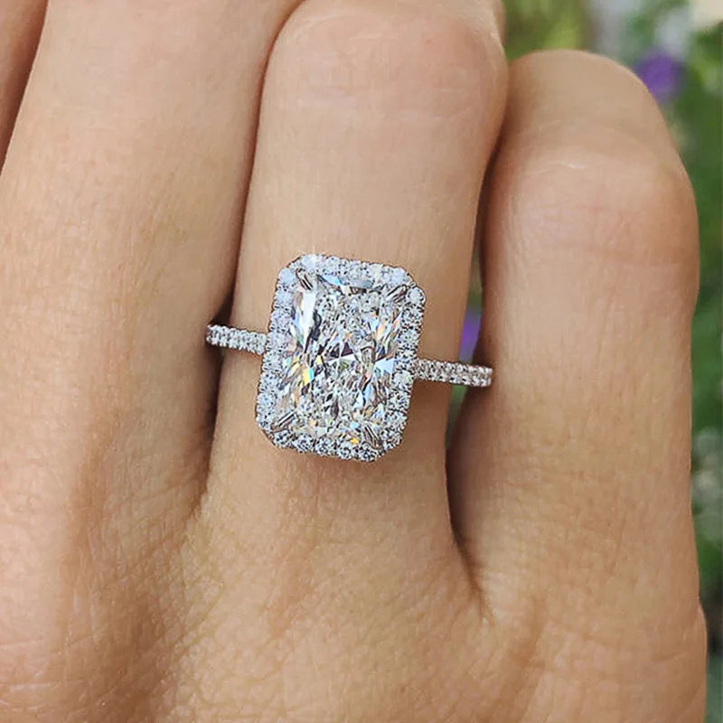 Light Luxury Sterling Silver Moissanite Ring – Square Cut Engagement Style
