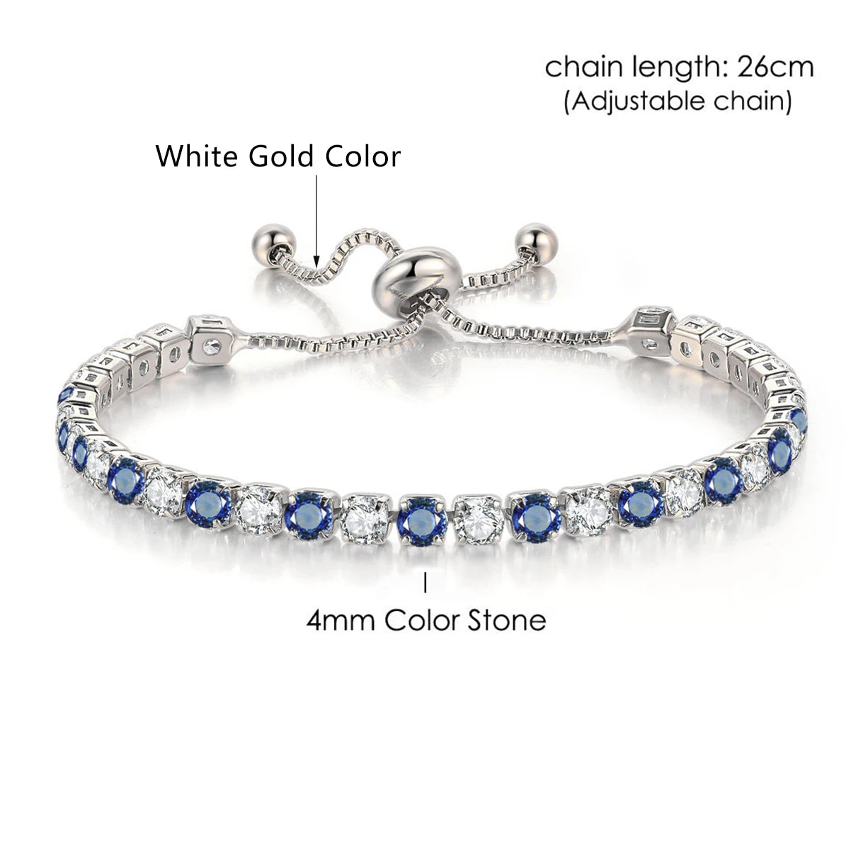 Adjustable Multicolor Tennis Bracelet – Rainbow Zircon Charm