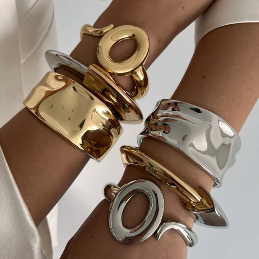 Vintage Gold Wide Cuff Bracelet - Sophira Luxe Edition