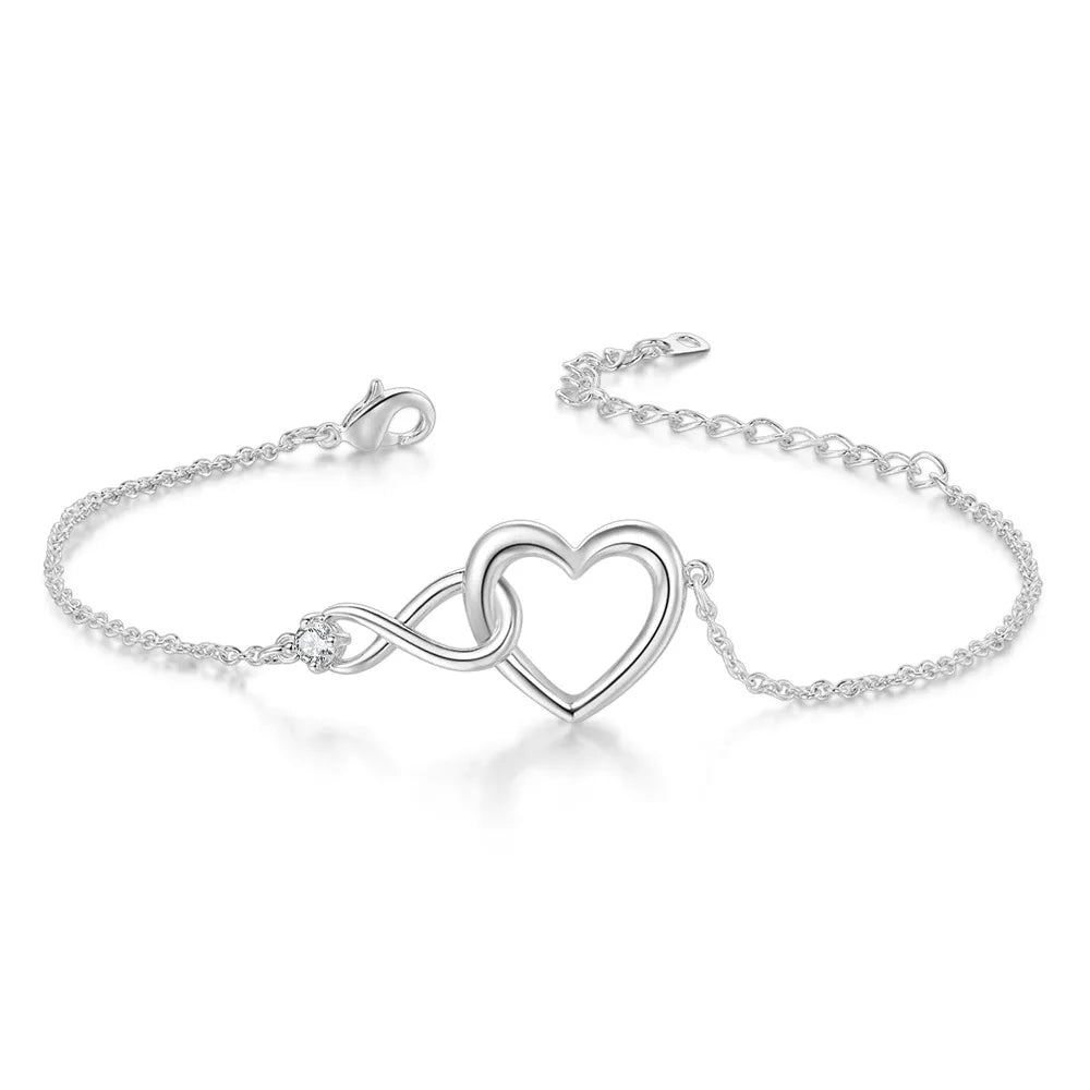 Korean Style Crystal Heart Bracelet – Elegant Rose Gold Charm Bangle