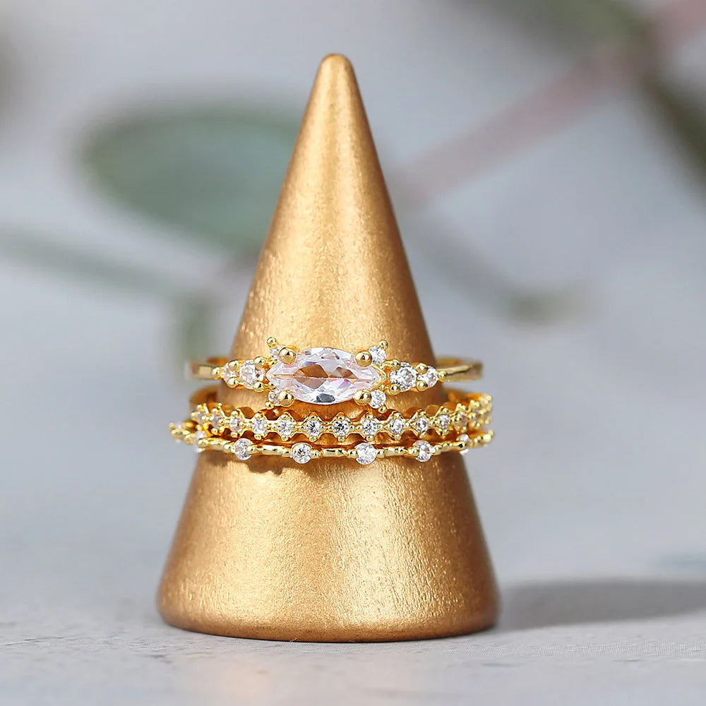 INS Trendy Gold Midi Ring – Dainty Zircon Luxury