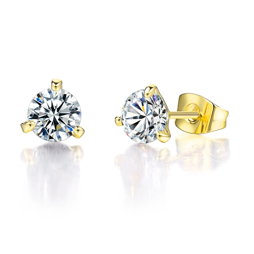 Rose Gold Crystal Stud Earrings – Elegant Zirconia AAA
