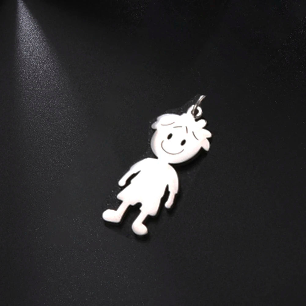 Custom Boy & Girl Name Necklace – Personalized Pendant in Polished Stainless Steel