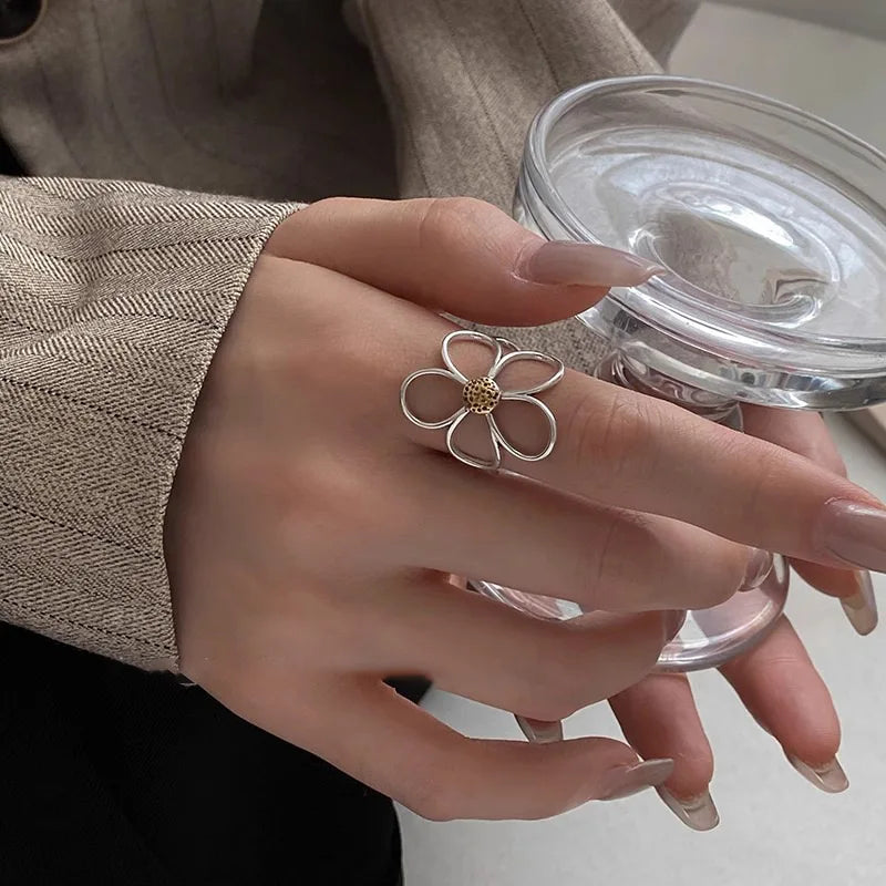 Sterling Silver Flower Rings – Modern Minimalist Bands