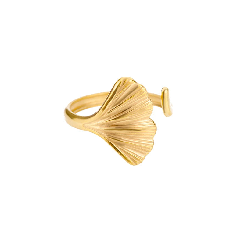 Stella Nova Rings – Adjustable Gold-Tone Stainless Steel with Star & Shell