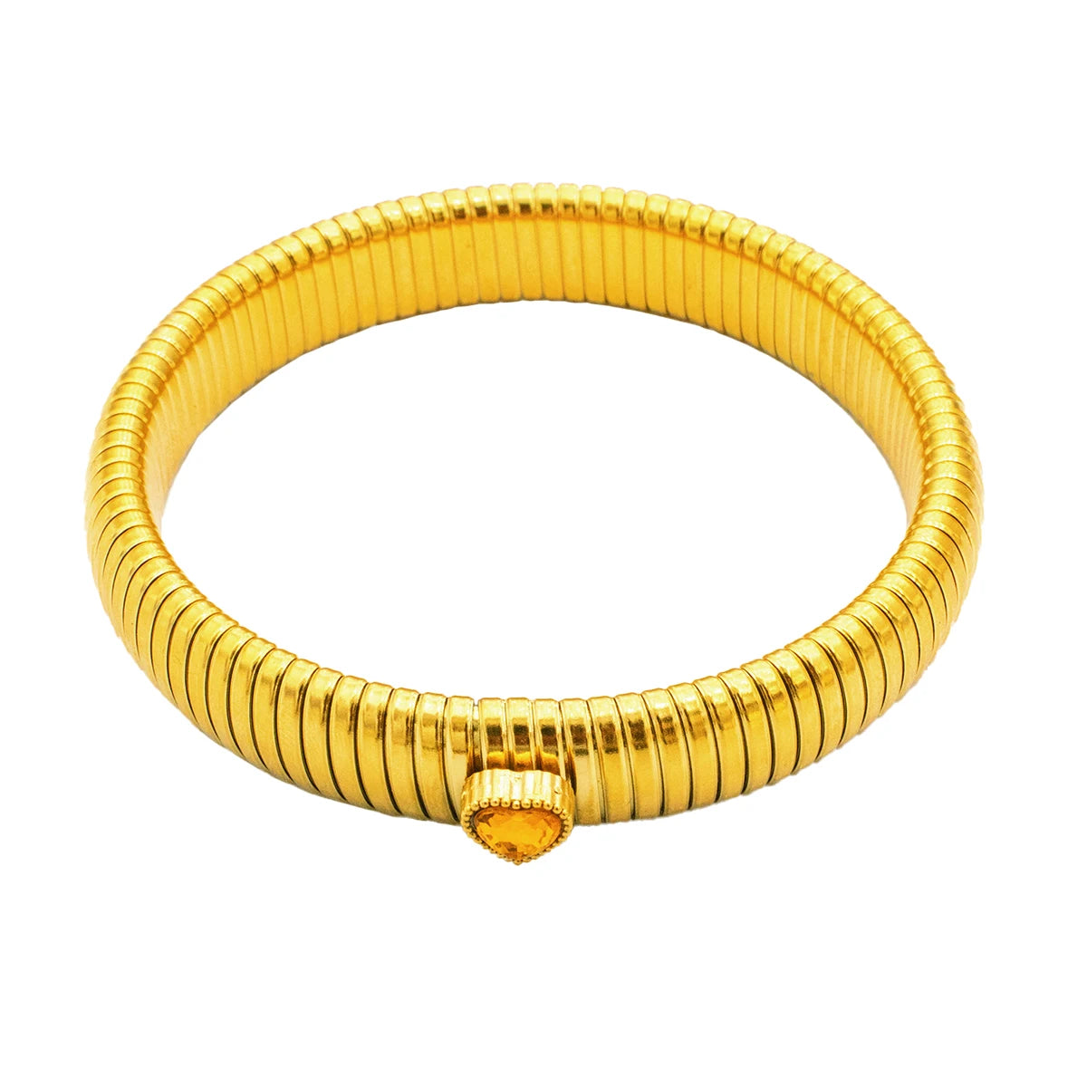 Gilded Tension Cuff – Mirror-Polished 18K Gold Elastic Form
