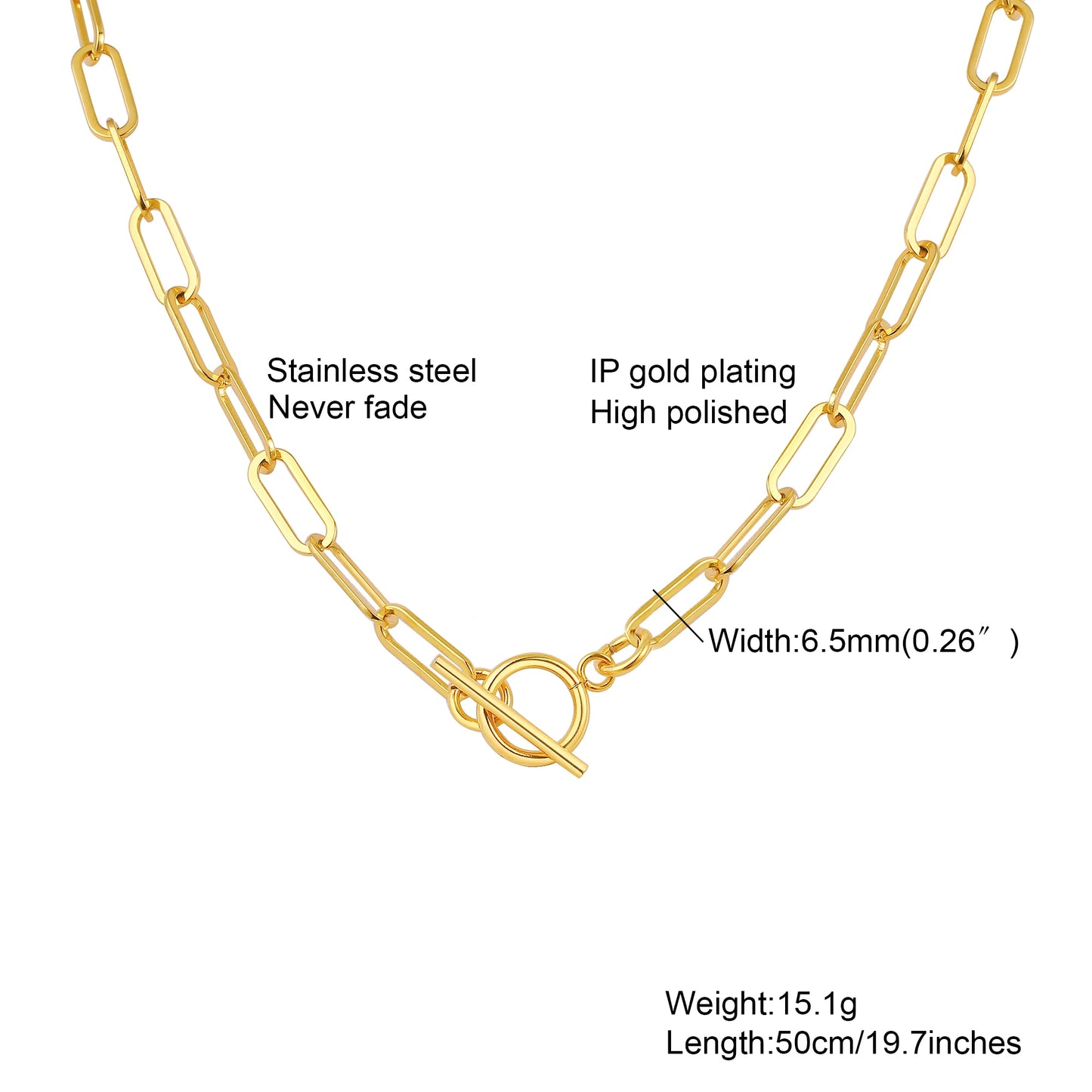 Mariner Luxe Necklace – Chunky Oval Link Gold Tone Chain