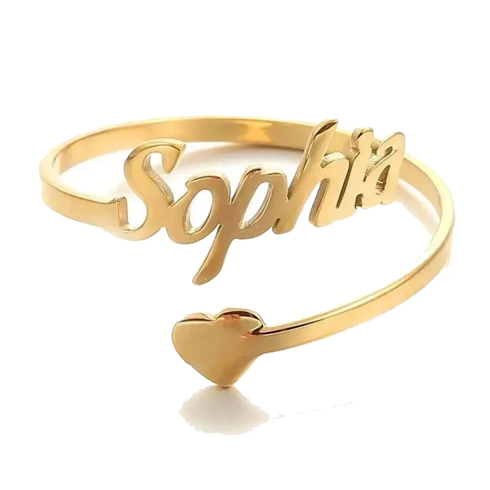 Custom Name Heart Ring – Personalized Stainless Steel Ring