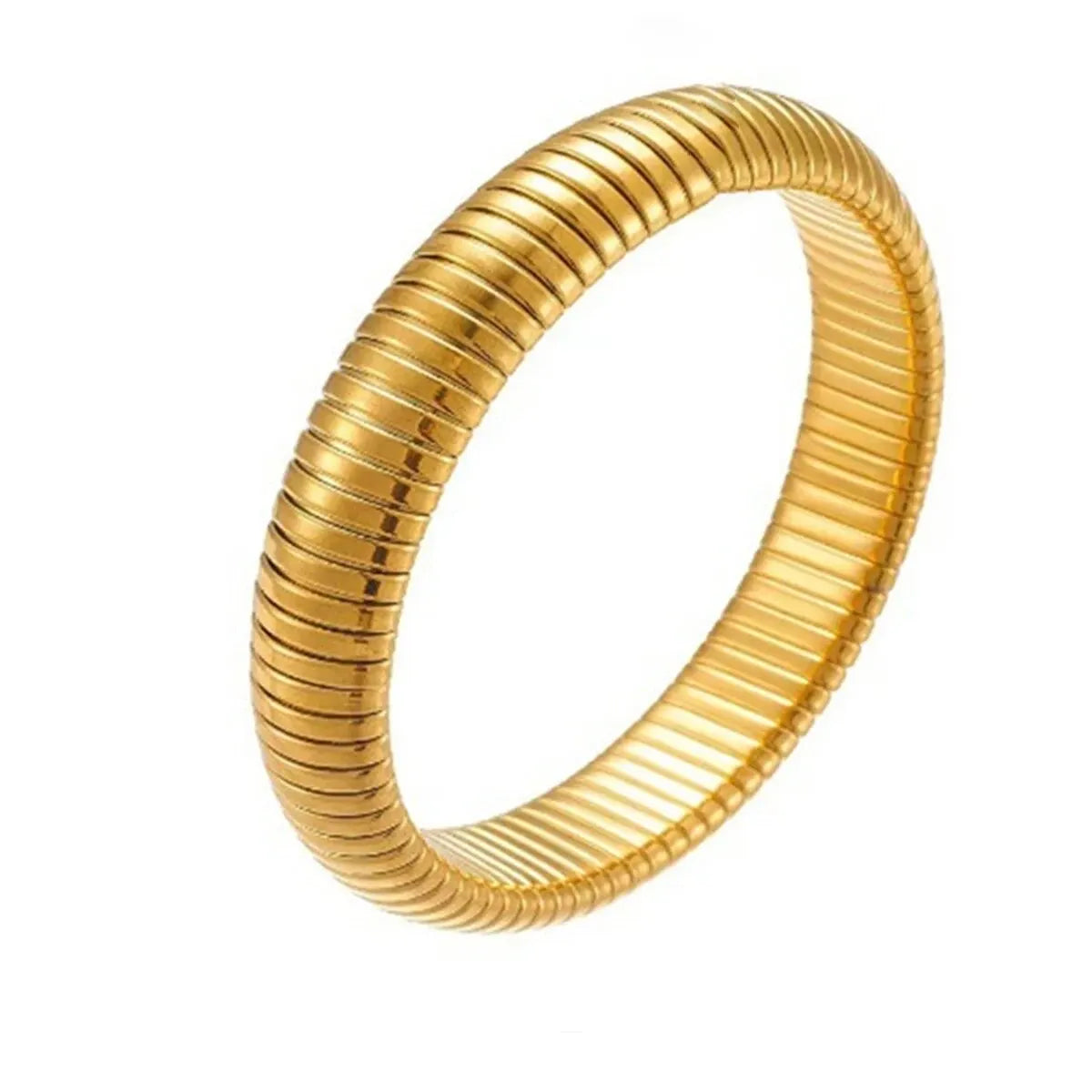 Gilded Tension Cuff – Mirror-Polished 18K Gold Elastic Form