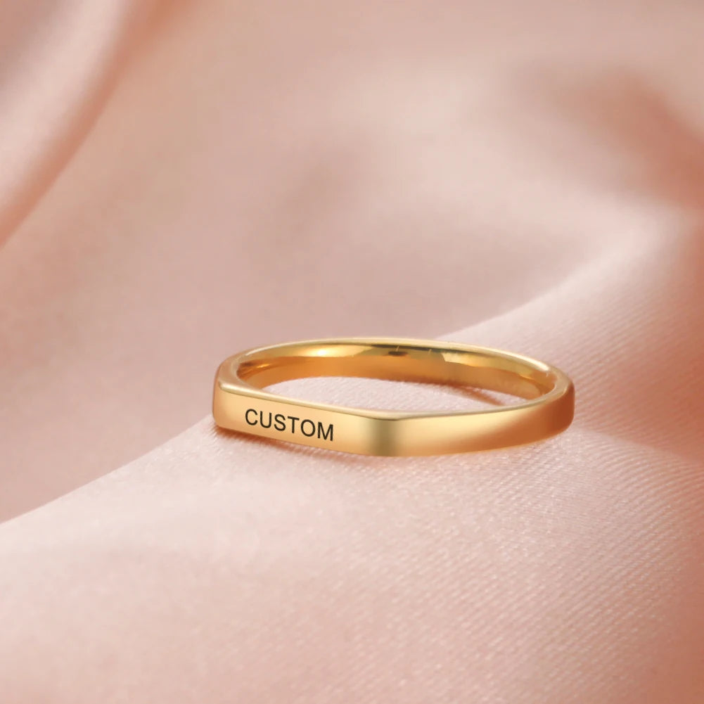 Personalized Engraved Name Ring – Custom Stainless Steel Band in Elegant Tone