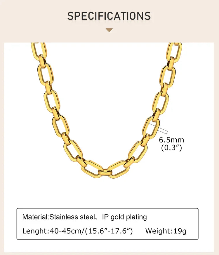 Mariner Luxe Necklace – Chunky Oval Link Gold Tone Chain