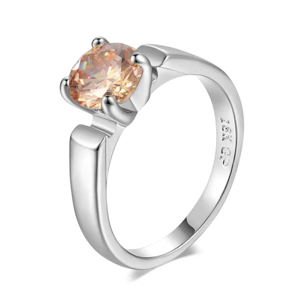 Elegant 4-Prong CZ Ring – Radiant Multicolor Zirconia Statement Piece