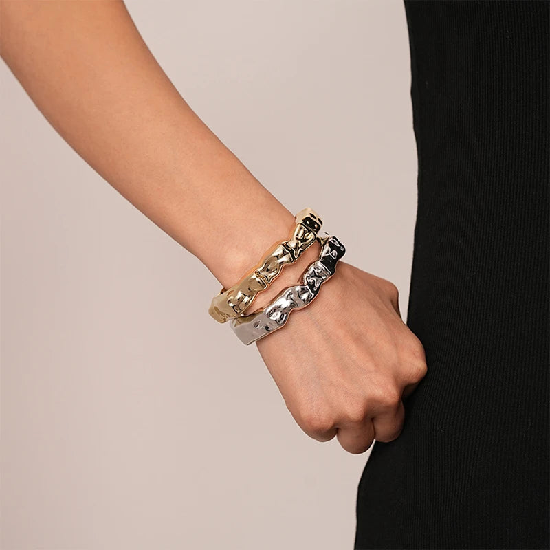 Sculpted Curve Bangle – Bold Irregular Statement Cuff
