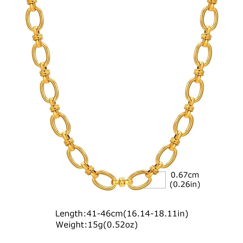 Mariner Luxe Necklace – Chunky Oval Link Gold Tone Chain