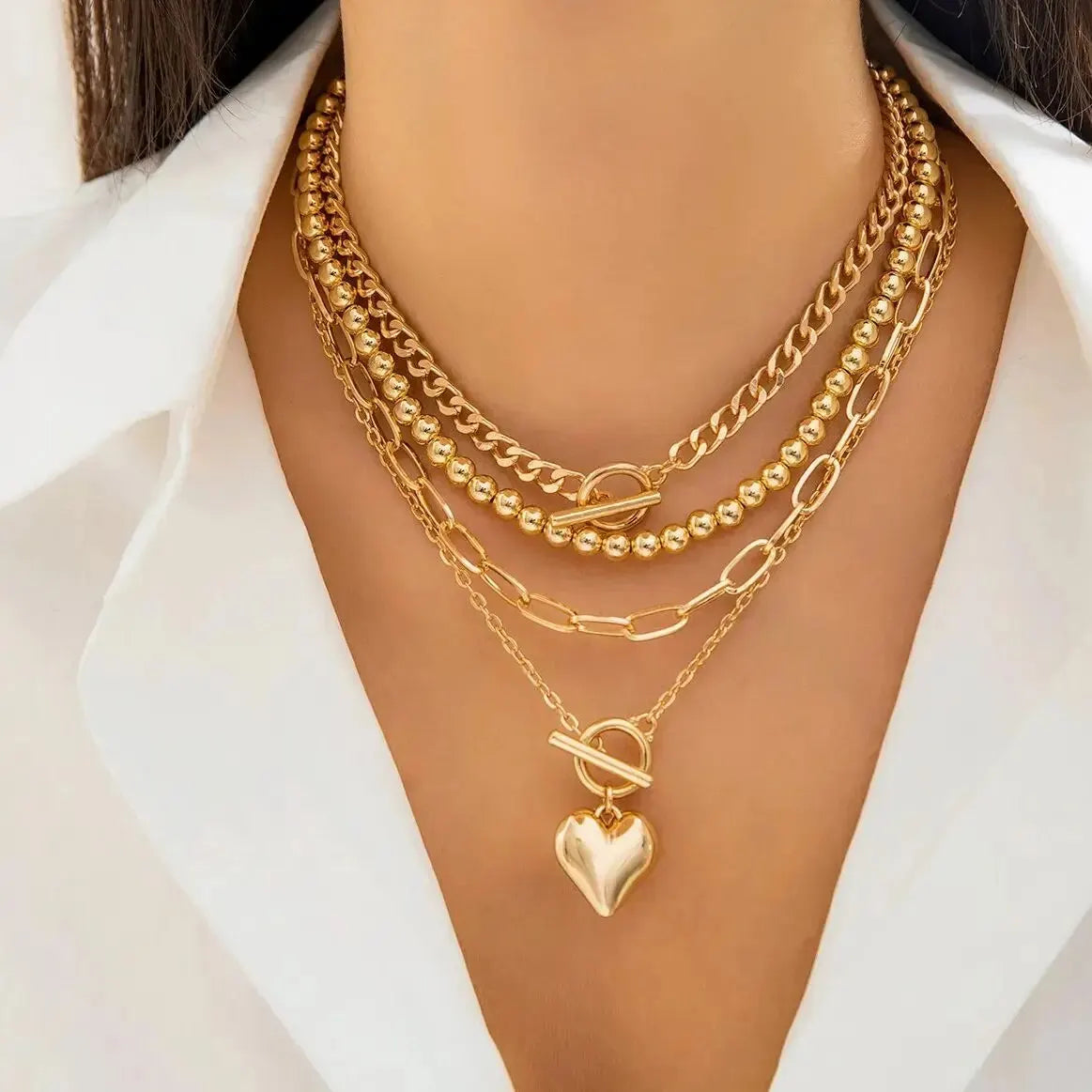 The Rebel Heart Set – 4-Piece Gold-Tone Necklace Collection