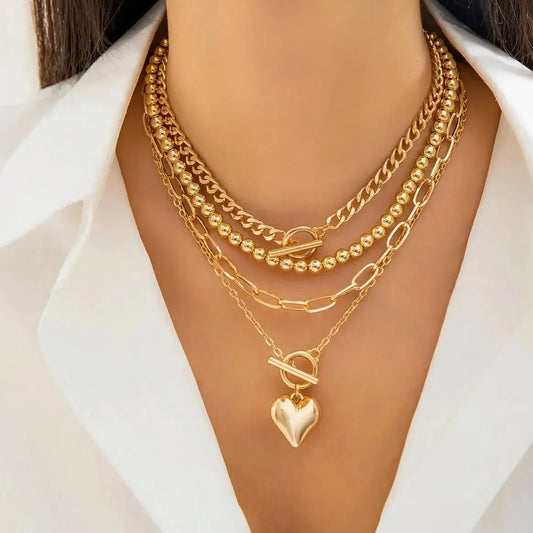 The Rebel Heart Set – 4-Piece Gold-Tone Necklace Collection
