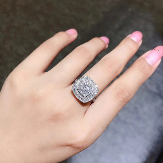 Aurelia Square Ring – Light Luxury Sterling Silver Moissanite Elegance