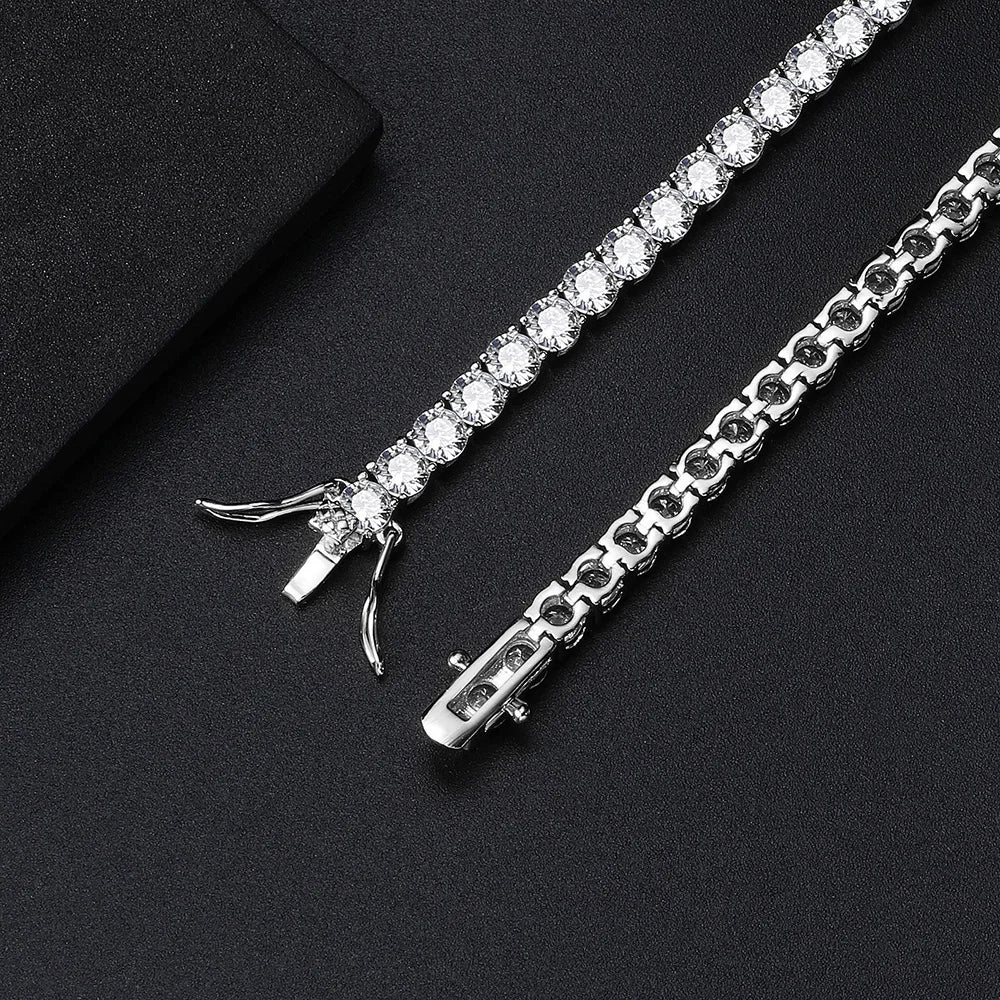 Elite Shine Tennis Bracelet – Precision-Cut CZ, Sleek 1-Row Design, Double Buckle