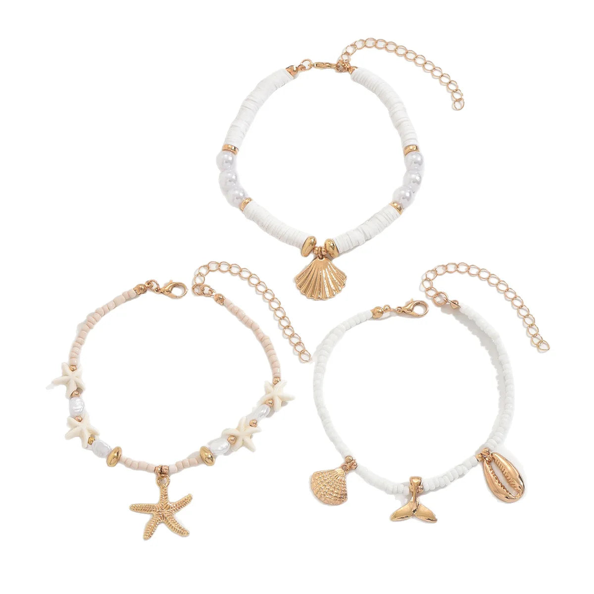 Shell Bead Anklet Set – Adjustable Waterproof Hawaiian Style
