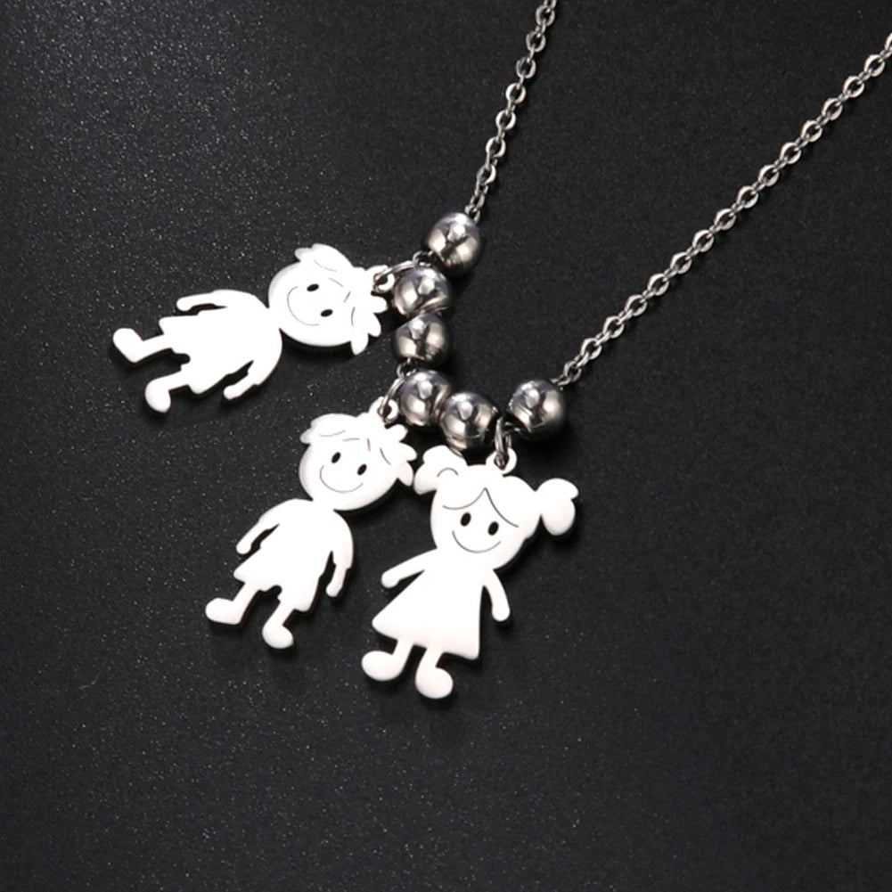 Custom Boy & Girl Name Necklace – Personalized Pendant in Polished Stainless Steel