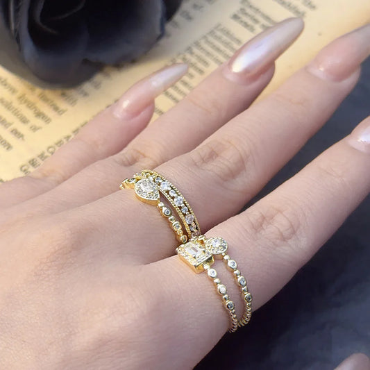 Shiny Gold Zircon Ring – Elegant & Premium Thin Ring