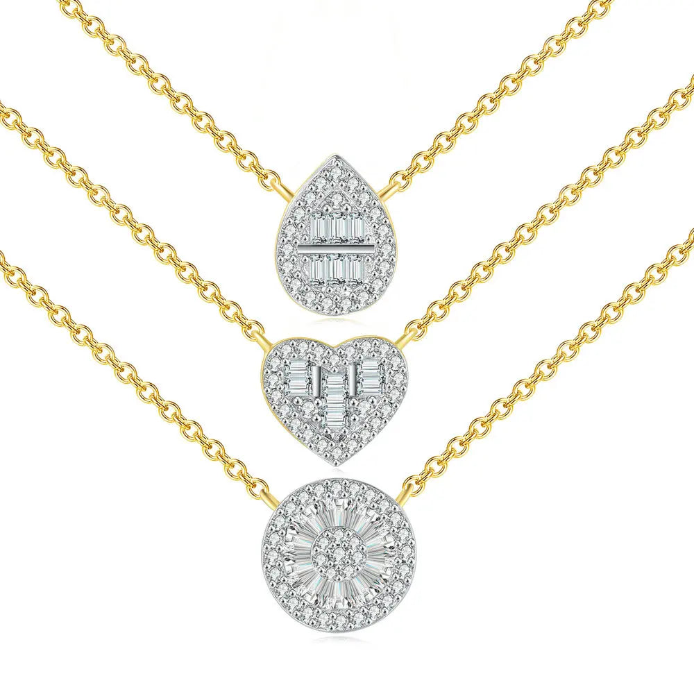 Iced Out Heart Pendant Necklace – Korean-Inspired Waterdrop Crystal Choker