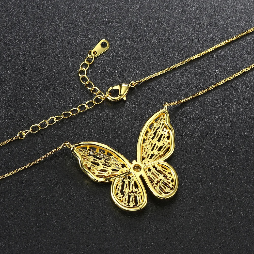 Shimmering Butterfly Pendant Necklace – Luxury Cubic Zirconia with Silver Chain