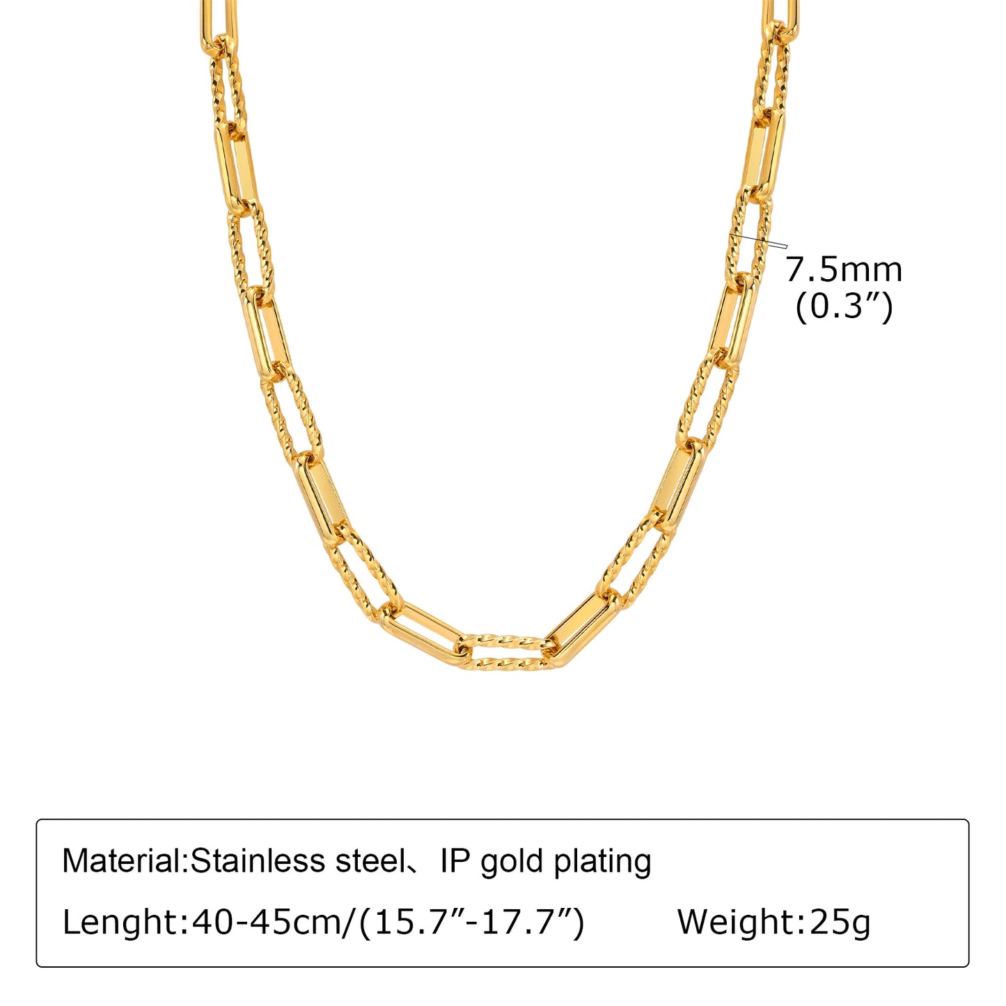 18K Gold Veyra Twist Bracelet – Chunky Adjustable Gold Stainless Steel Chain