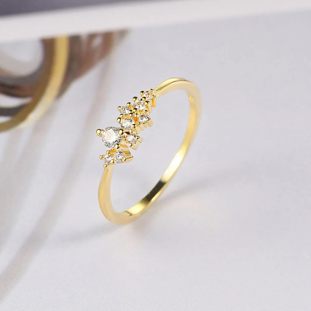 Shiny Gold Zircon Ring – Elegant & Premium Thin Ring