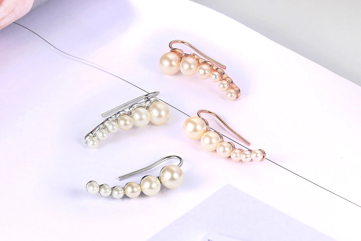 Elegant Climbing Crystal Ear Cuffs – Rose Gold Zirconia Hook Earrings