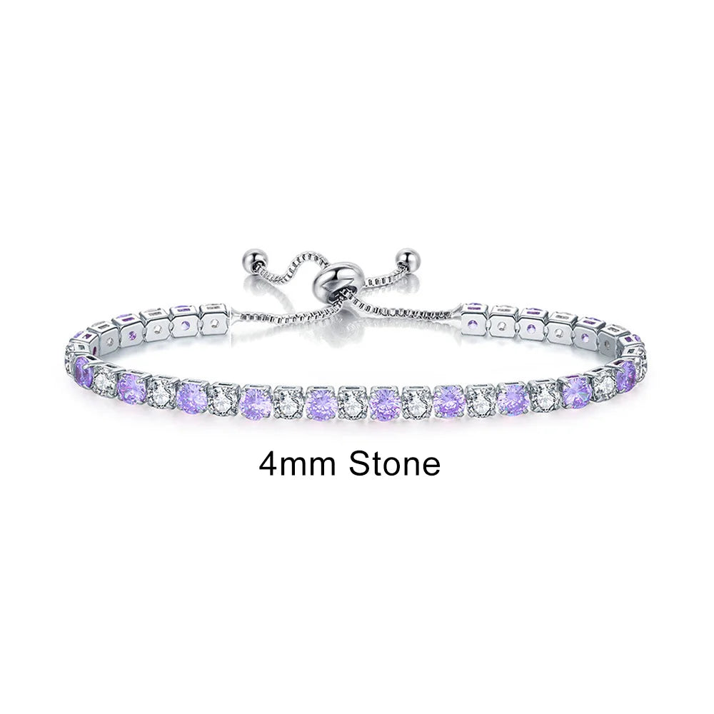 Adjustable Multicolor Tennis Bracelet – Rainbow Zircon Charm