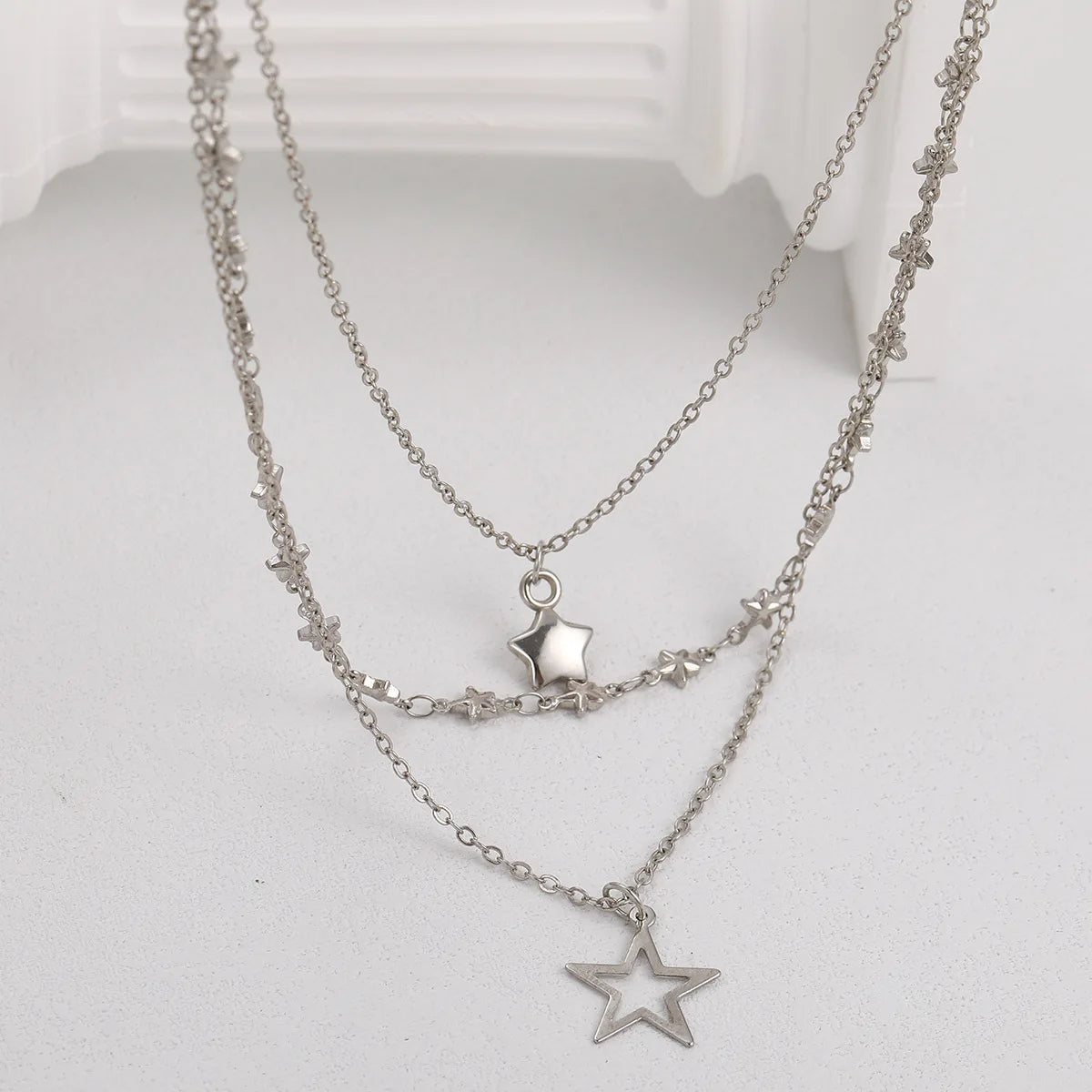 Vintage Gold Hollow Star Necklace Set – clavicle Chains