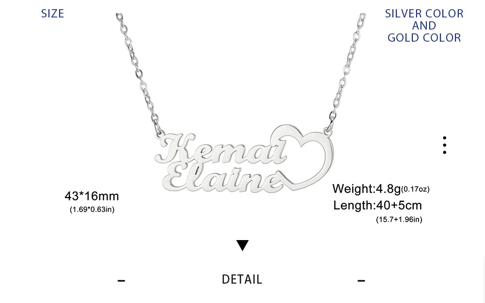Elegant Custom Name Necklace – Dual Name Personalized Pendant in Premium Stainless Steel