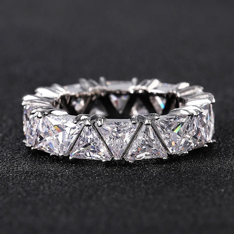 Elegant Triangular Zircon Ring – Cubic Zirconia in Sterling Silver