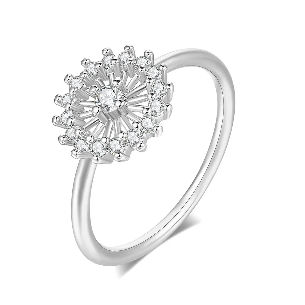 Chic Flower Finger Ring – Rose Gold Tone with Sparkling Gem