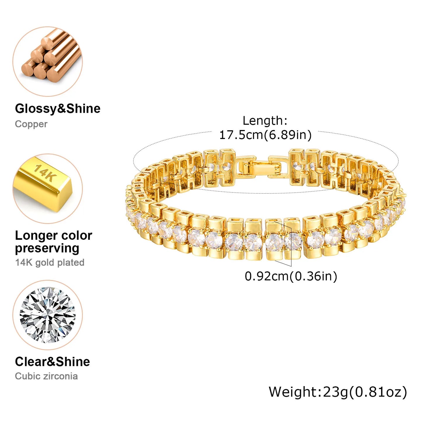 14K Gold-Plated Signature Paperclip Bracelet with CZ Watch Links – Adjustable. Elevated. Iconic.
