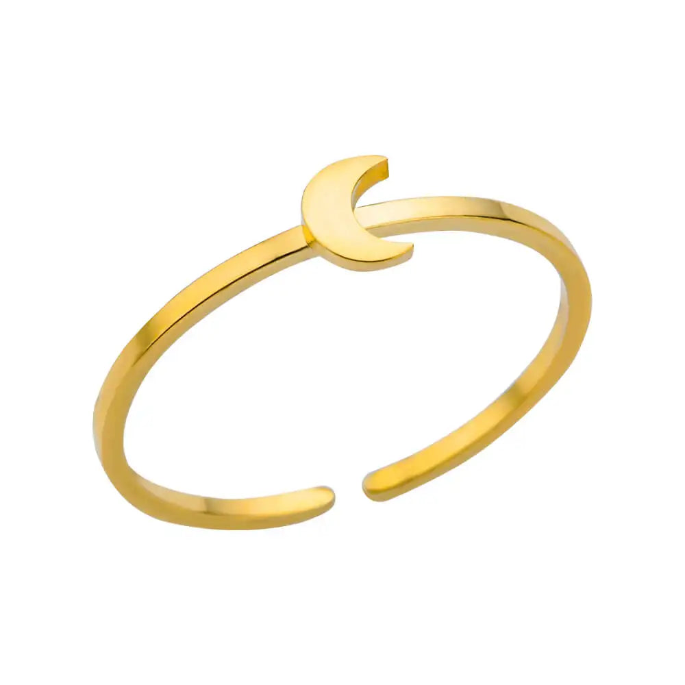 Stella Nova Rings – Adjustable Gold-Tone Stainless Steel with Star & Shell