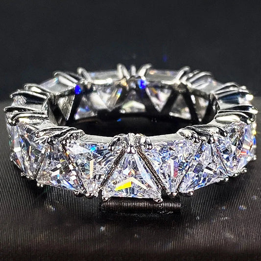 Elegant Triangular Zircon Ring – Cubic Zirconia in Sterling Silver