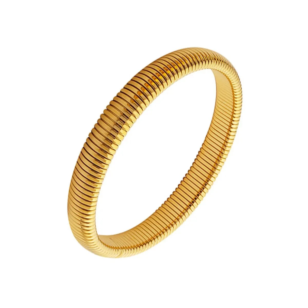 Gilded Tension Cuff – Mirror-Polished 18K Gold Elastic Form
