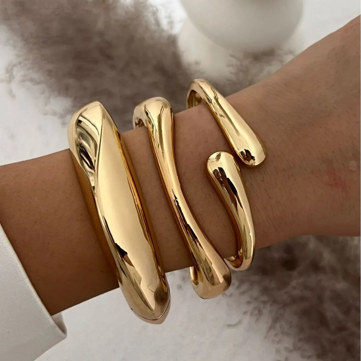 3 Styles Vintage Gold & Silver Geometric Metal Cuff Bangles Bracelet