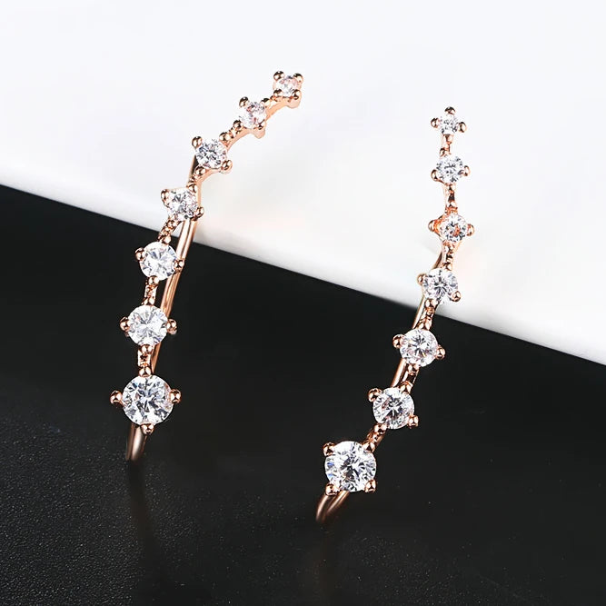 Zircon Climbing Ear Cuff Earrings – Long Dipper Clip-On Fashion
