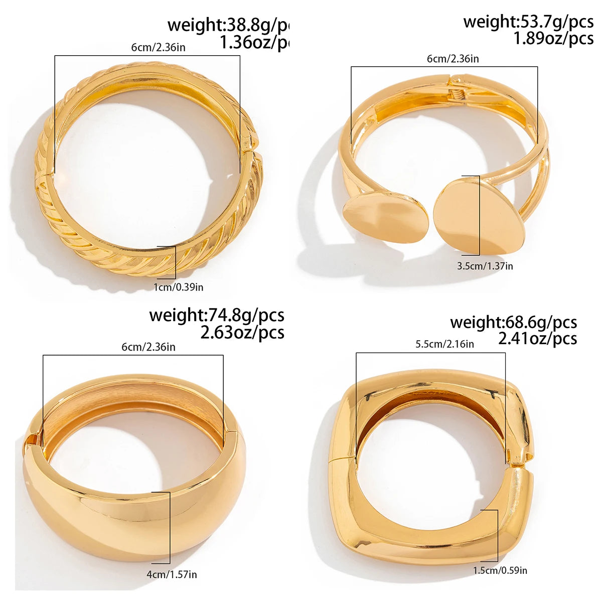 Chunky Gold Spring Bangle – Statement Metal Bracelet