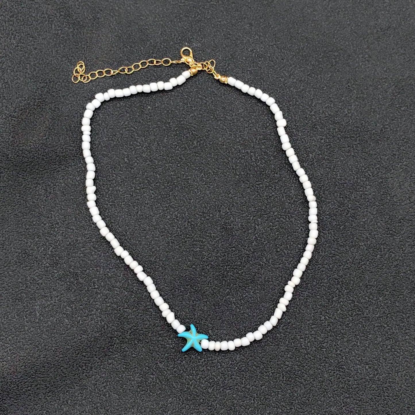 Tidepool Starfish & Turtle Beaded Choker – Adjustable Surf Necklace, Ocean-Inspired Design