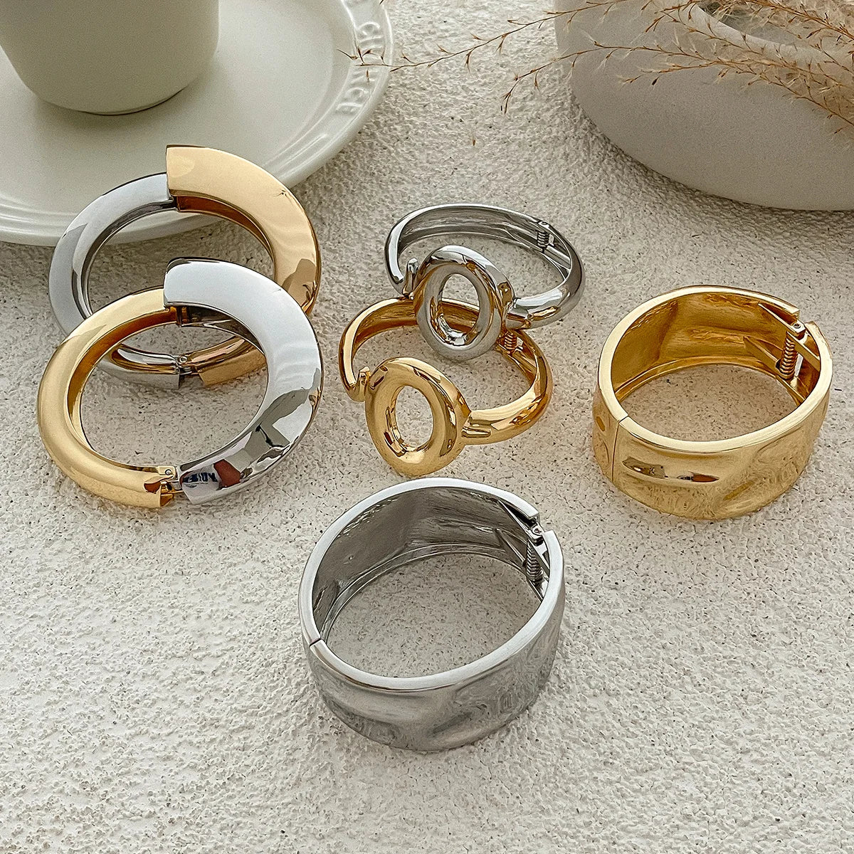 Vintage Gold Wide Cuff Bracelet - Sophira Luxe Edition
