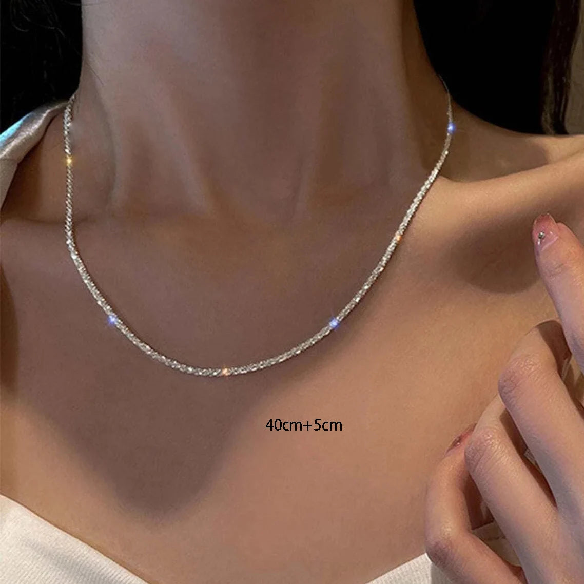 Celestia Necklace – Elegant Silver Clavicle Chain Choker