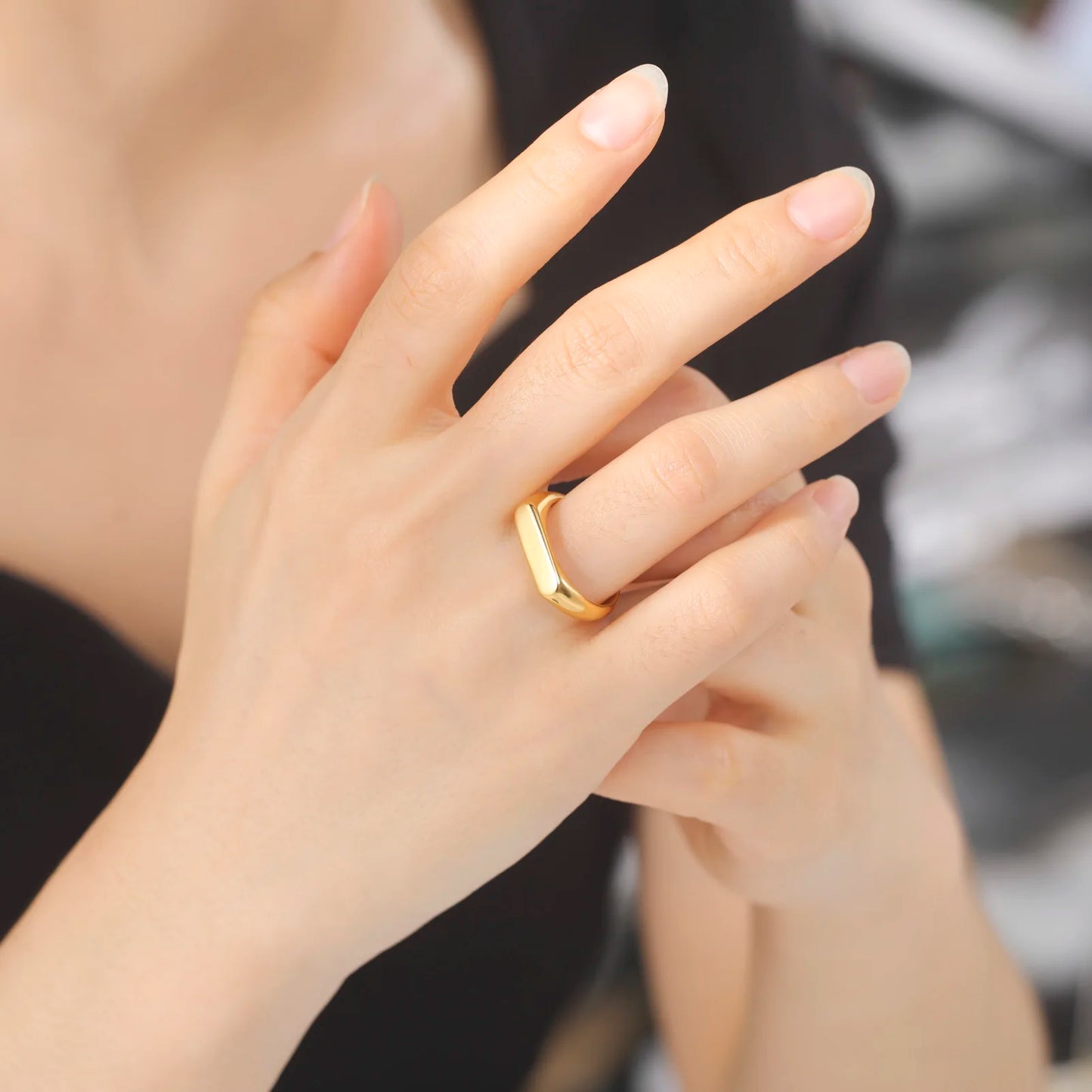 Personalized Engraved Name Ring – Custom Stainless Steel Band in Elegant Tone