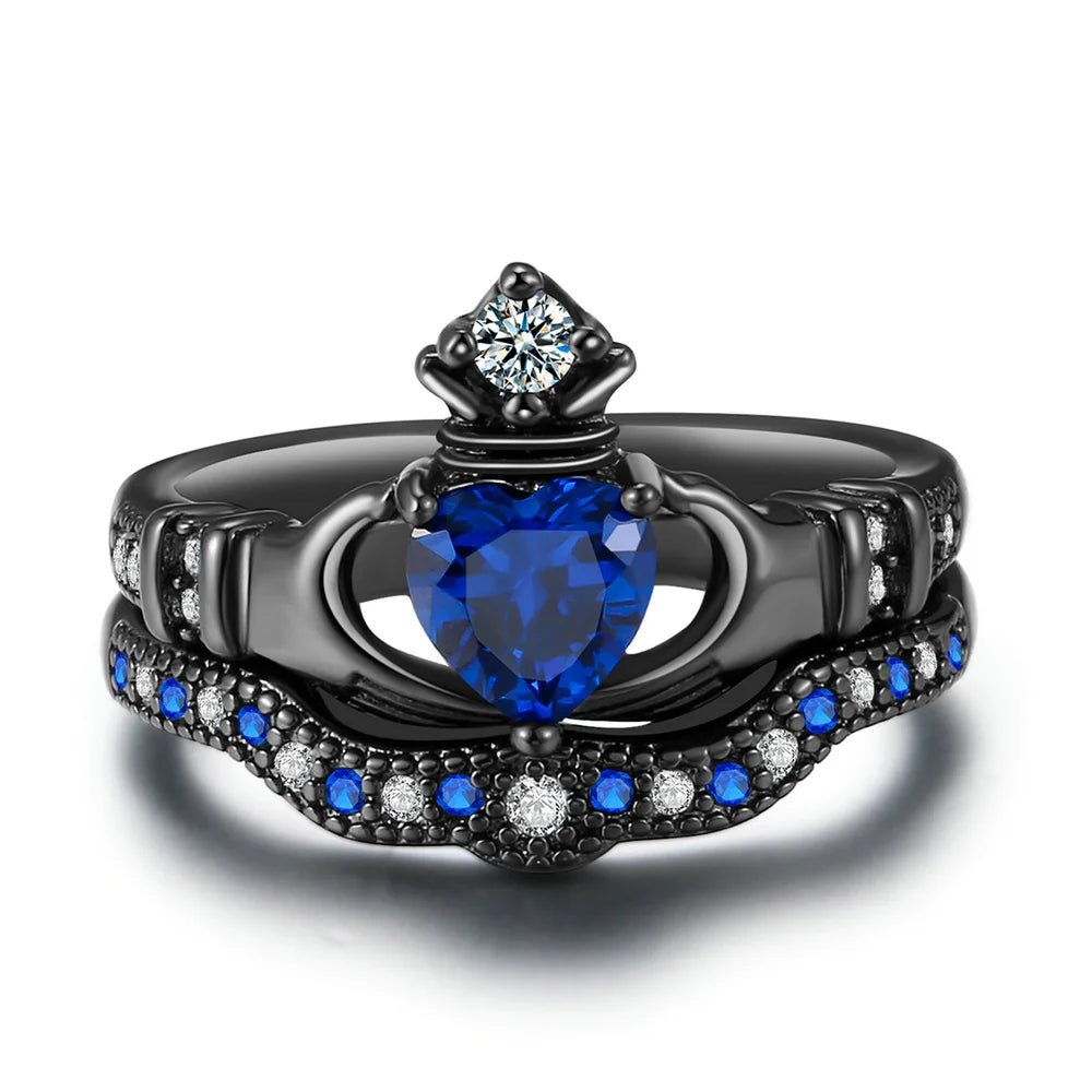 Luxury Crown & Heart Ring – Silver Color CZ Crystal Jewelry
