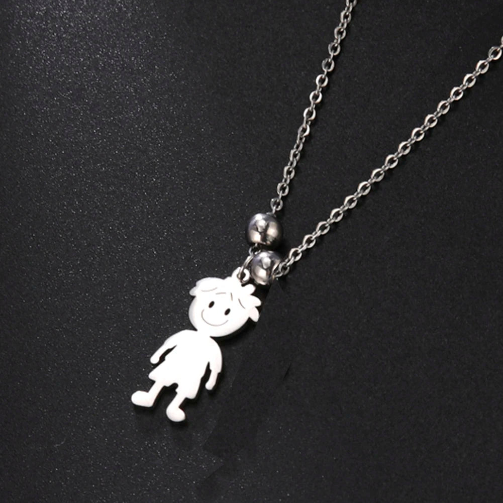 Custom Boy & Girl Name Necklace – Personalized Pendant in Polished Stainless Steel