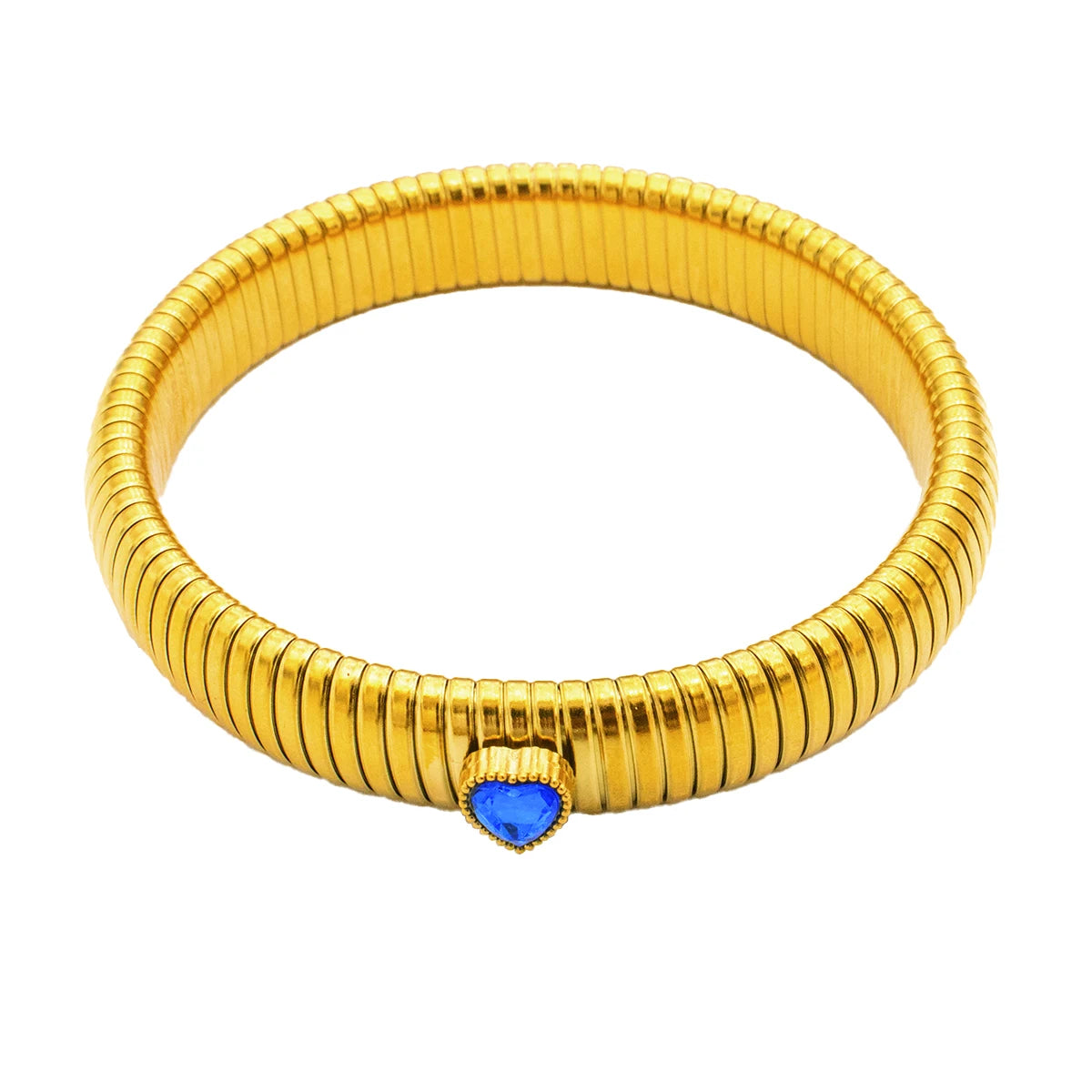 Gilded Tension Cuff – Mirror-Polished 18K Gold Elastic Form